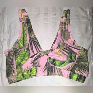 Booty By Brabants Reversible Sport Bra Palm Leaf Print On Pink